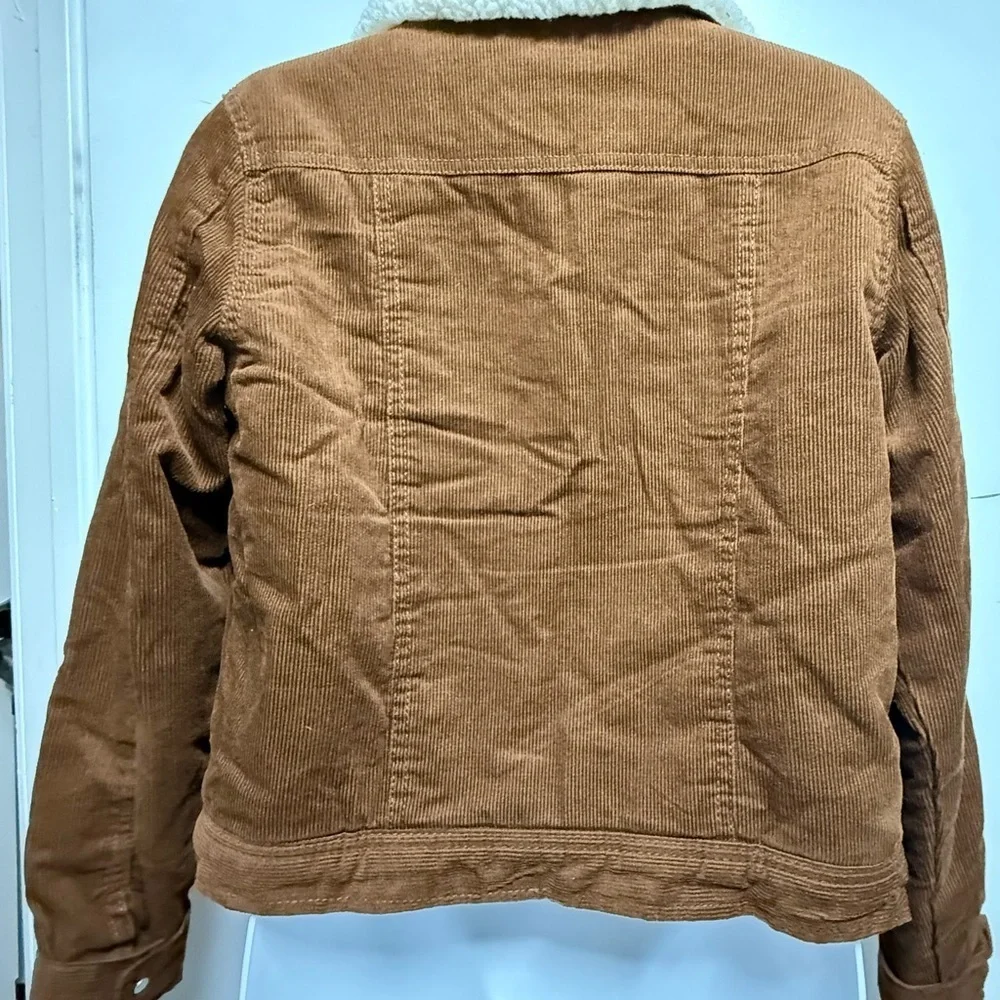 Fashion Nova Brown Corduroy Teddy Jacket with White Collar Size S